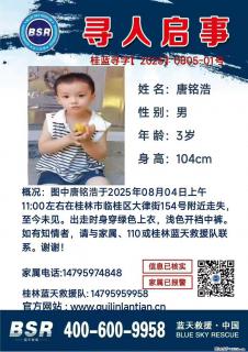 【寻人启事】图中唐铭浩于2025年08月04日上午11:00左右在桂林市临桂区大律街154号附近走失 - 陇南28生活网 ln.28life.com